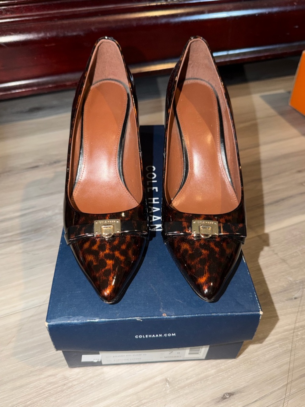 Cole Haan Tortoiseshell Patent Pointed-Toe Pumps - Brown/Black